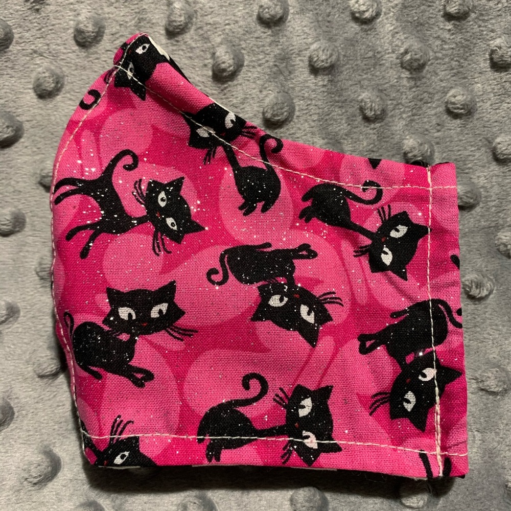 Child kids 3-6 yrs Handmade face mask Pink kitty